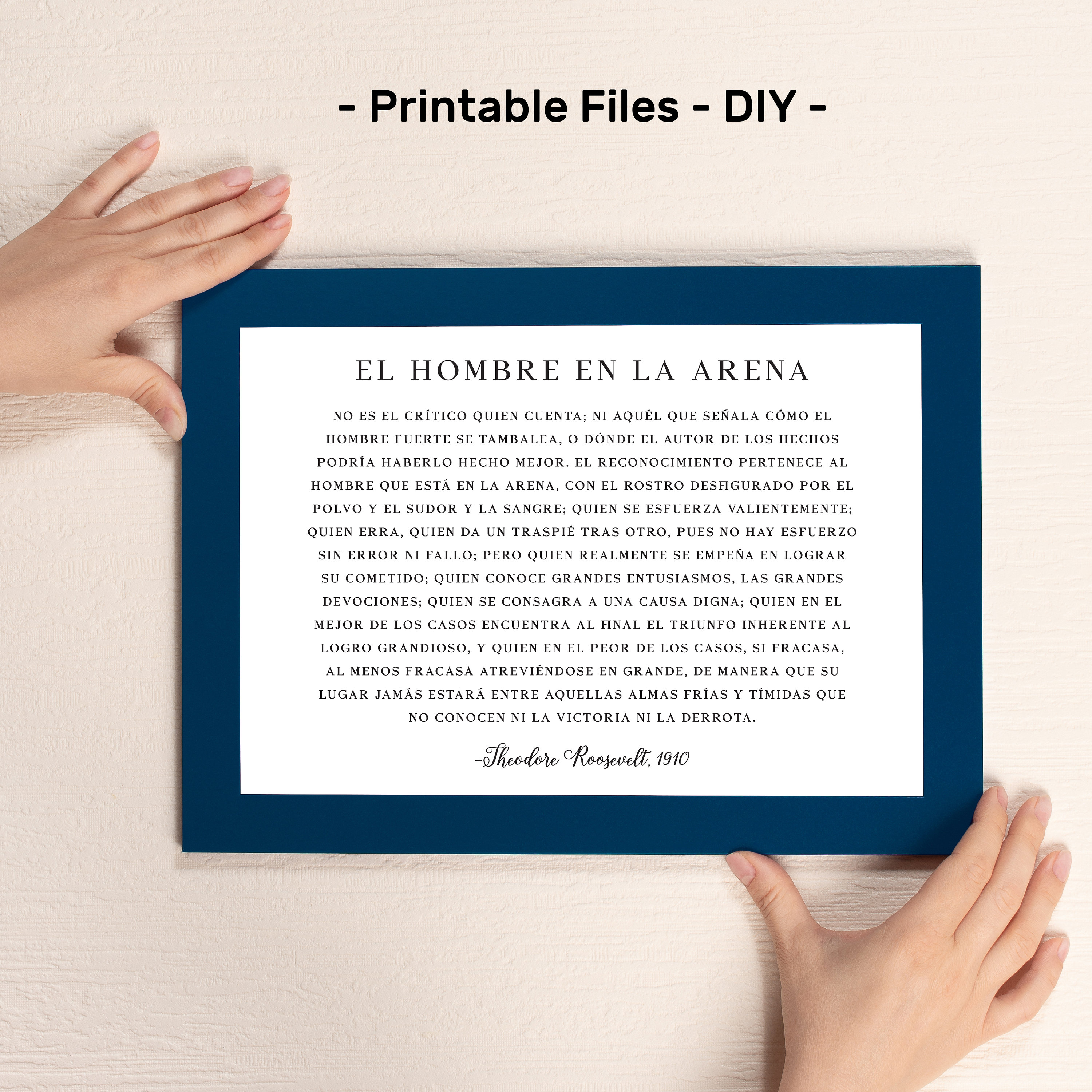 El Hombre En La Arena - El Hombre en la Arena en Español - Cita de Theodore  Roosevelt - Atrevido Grandemente Inspirador - Archivo Digital - Imprimible  - Etsy México, image size:3000x3000