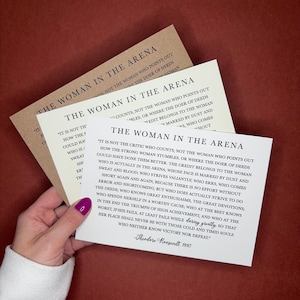 The Woman in the Arena Card - Theodore Roosevelt Quote - Flat Card - Daring Greatly Inspirational Card - Pick Card Color - 1910 - For Her