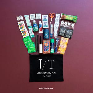 Wedding Day Grooms Emergency Kit - Custom Large Black Bag- Wedding Day Kit- Hangover Kit- Gift for Groom- Groom Survival Kit- Items Included