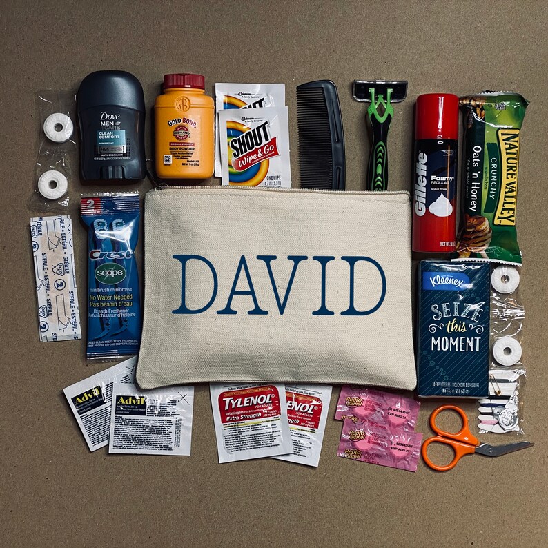 Download Custom Groom S Emergency Kit Small Natural Travel Bag Wedding Day Kit Hangover Kit Gift For Groom Gift For Groomsmen Care Package Party Supplies Paper Party Supplies