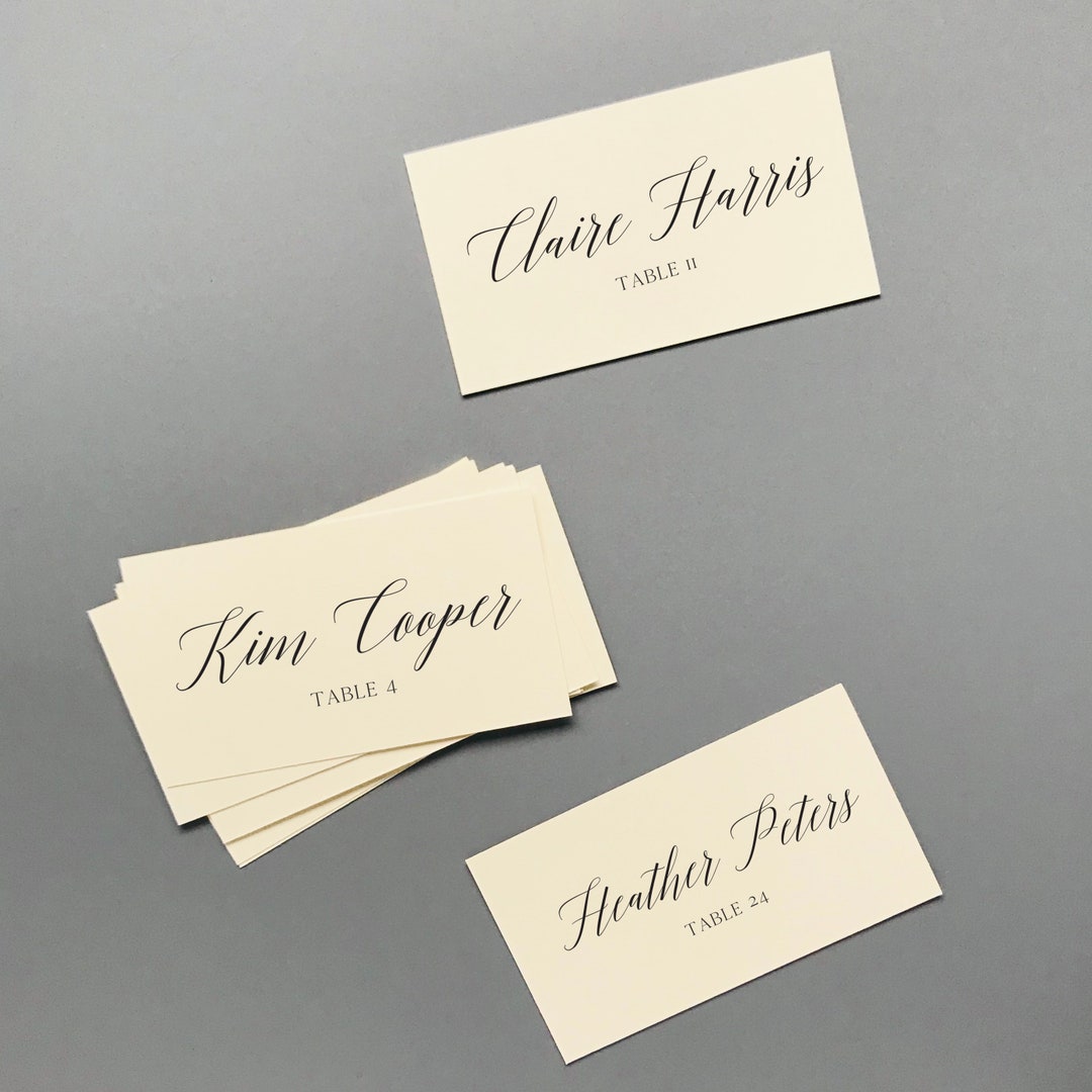 Custom Flat Escort Cards Ivory - Pick Your Font - Place Cards - Name ...