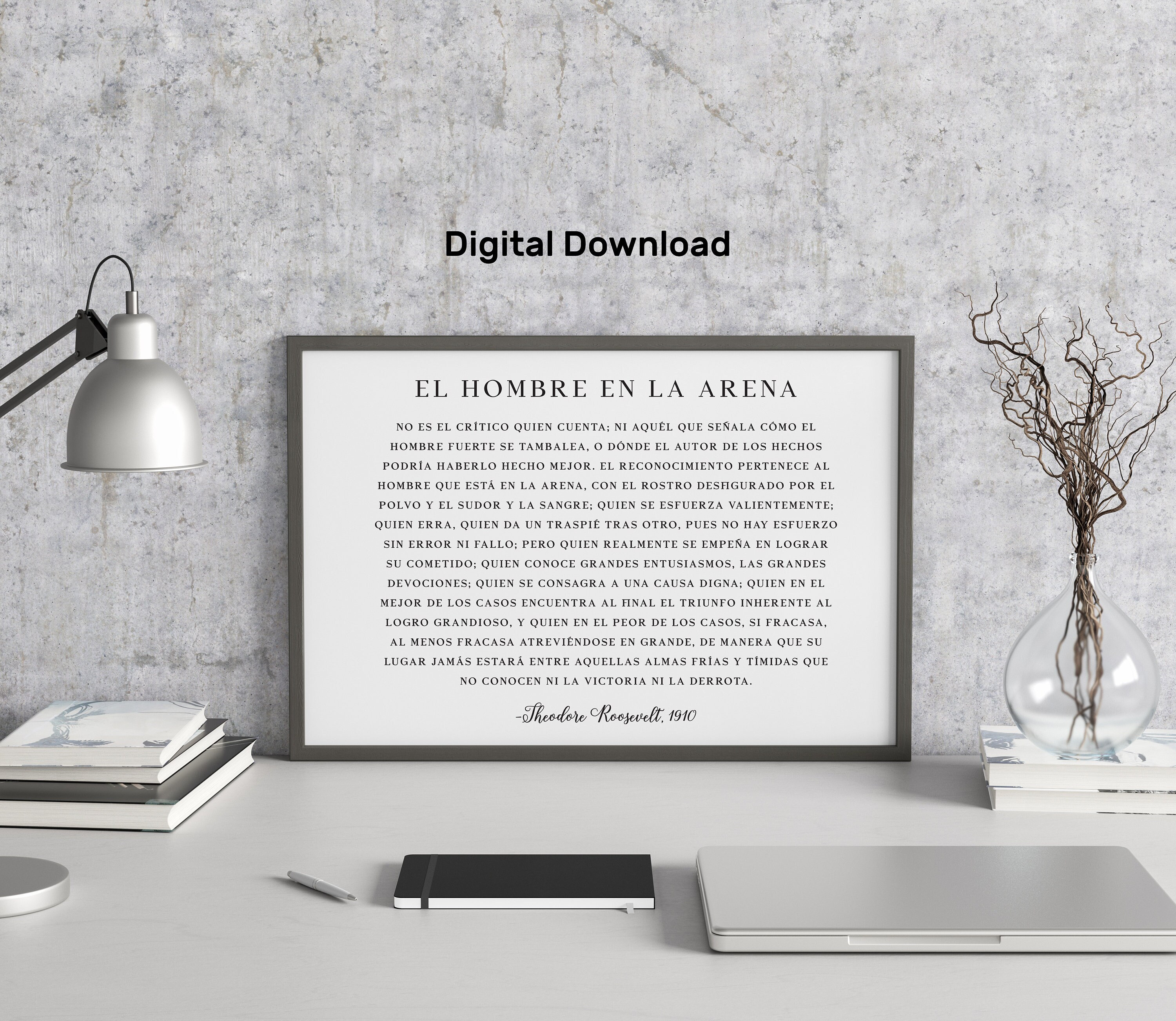 El Hombre En La Arena - El Hombre en la Arena en Español - Cita de Theodore  Roosevelt - Atrevido Grandemente Inspirador - Archivo Digital - Imprimible  - Etsy México, image size:3000x2604