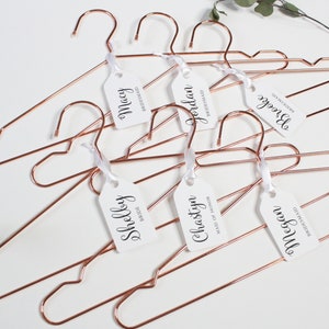 Elegant Rose Gold Wedding Hangers - Pick your Set - Custom Personalized Gift Tag - Dress / Robe Hangers - Metal Hangers - Bridesmaid Hangers