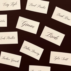 Custom Flat Escort Cards Ivory - Pick Your Font - Place Cards - Name ...