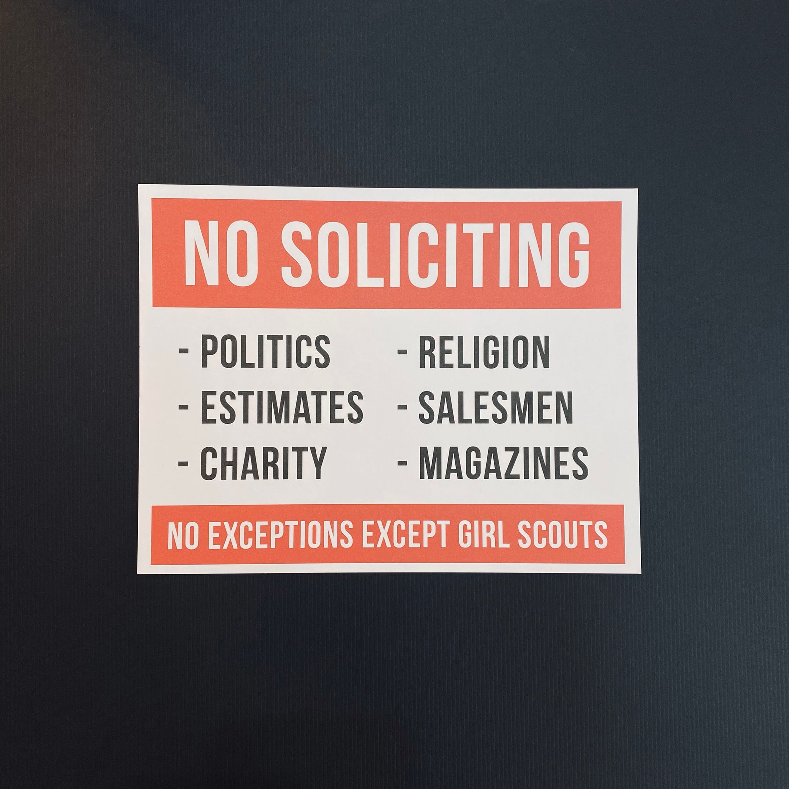 NO SOLICITING No Exceptions Except Girl Scouts Printable Etsy