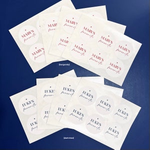 Name stickers for party favors, his and hers stickers, hers and hers stickers, his and his stickers, stickers for wedding, stickers for party