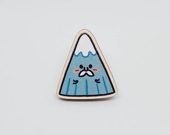 Wooden Pin cute mountain man quirky maple pin badge animal lapel pin bag accessory gift idea