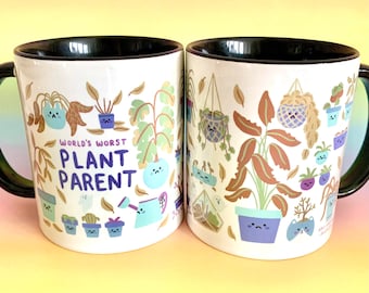 World's Worst Plant Parent Mug cute illustrated ceramic tea coffee mugs