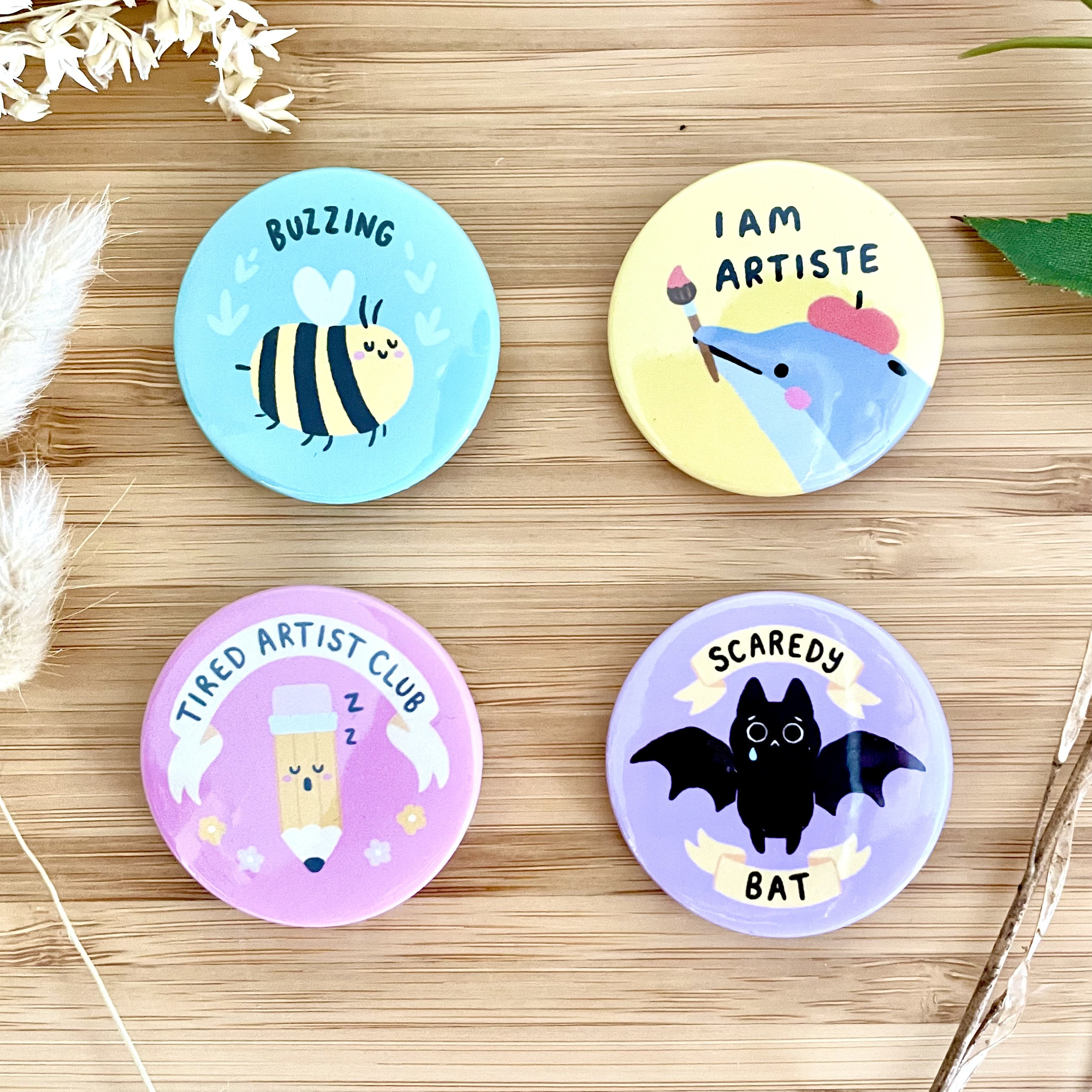 So Cute Badges Choose 4 From 12 Numbered Designs Pins Animals 