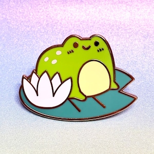 Frog Enamel Pin cute frog toad screen printed lapel pin badge