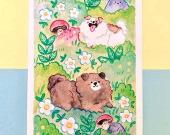 Cute Super Fluffy Dog Art Print magical home decor