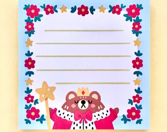 Quadrat Sticky Note Memo Pad Süßen Königlichen Bär Liste Erinnerung Organizer Geschenk Tier kawaii stationäre Auflistung Notizen