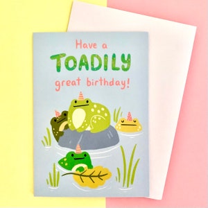 Herzlichen Glückwunsch zum Geburtstag! A6 Frosch Amphibie Geburtstagskarte Grußkarte Illustration witzig illustriert