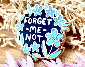 Enamel Pin Forget Me Not cute lapel pin badge plant flowers floral bag accessory gift idea