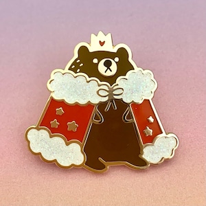 Enamel Pin cute Royal Bear Glitter lapel pin badge animal quirky gift idea bag accessory