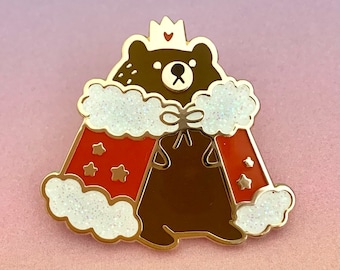 Enamel Pin cute Royal Bear Glitter lapel pin badge animal quirky gift idea bag accessory