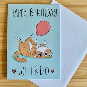 A6 Grußkarte Geburtstag Weirdo Katze Illustration illustrierte lustige niedliche Karte