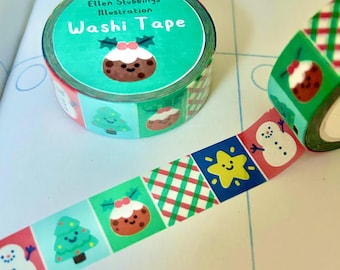 Christmas Washi Tape illustrated printed Japanese kraft washi paper recyclable kawaii