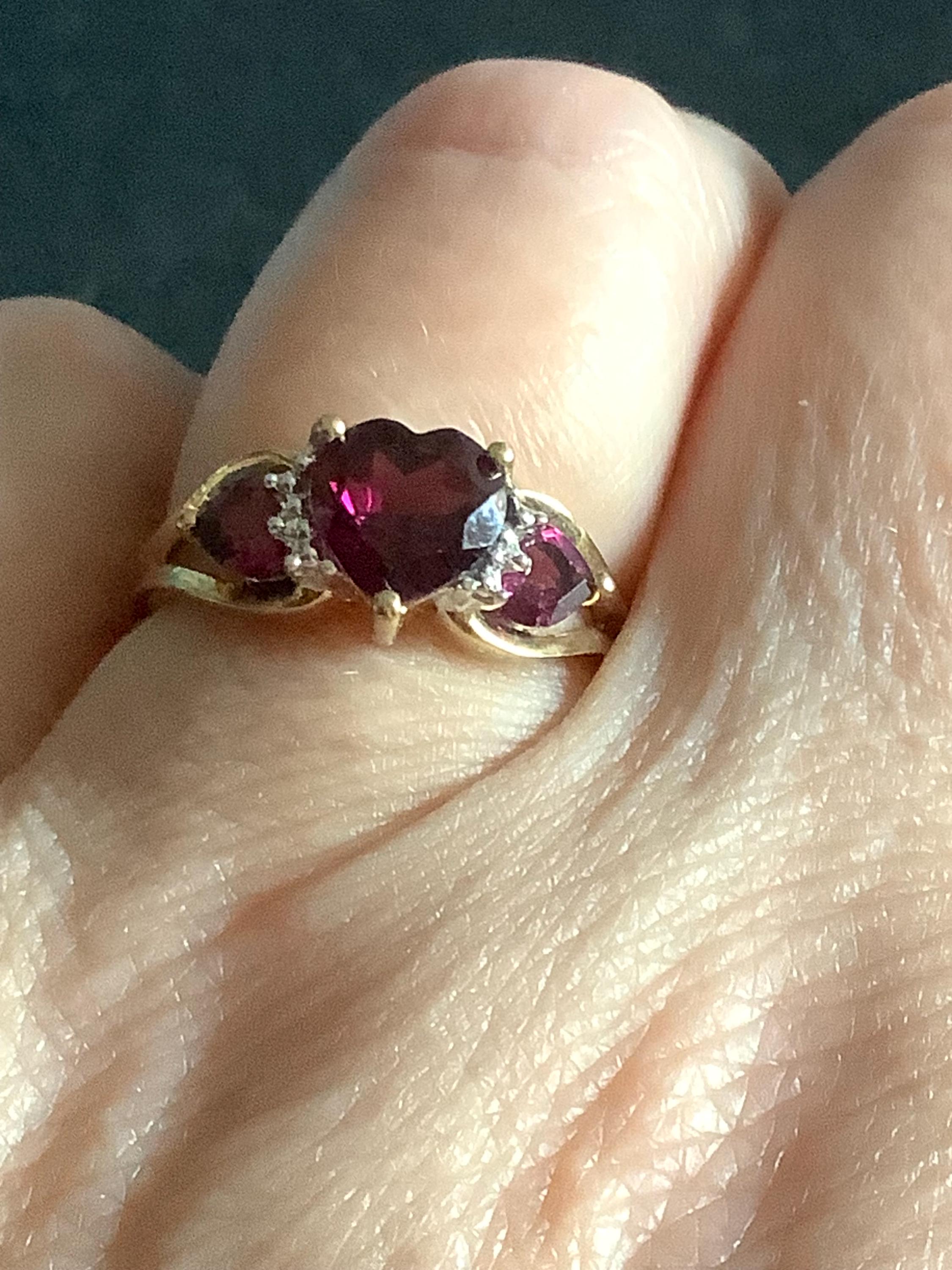 9ct Gold Rhodonite Garnet and Diamond Ring - Etsy