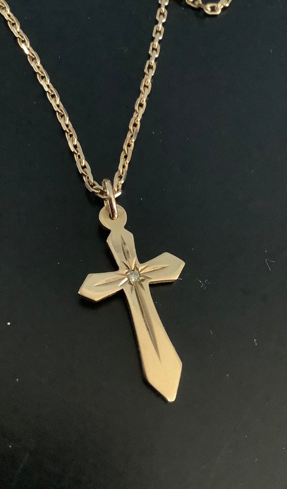 9ct gold diamond cross pendant discount
