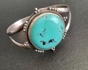 Vintage Sterling Silver Navajo Turquoise Cuff Bangle 21 Grams - Etsy