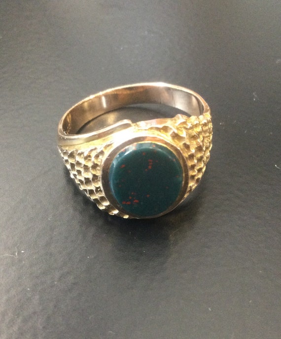 9ct gold bloodstone signet ring - image 1