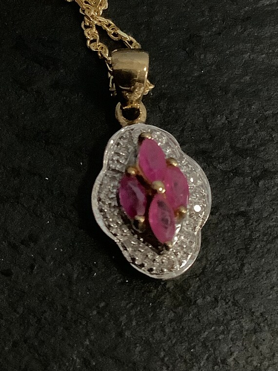 9ct gold ruby and diamond pendant - image 3