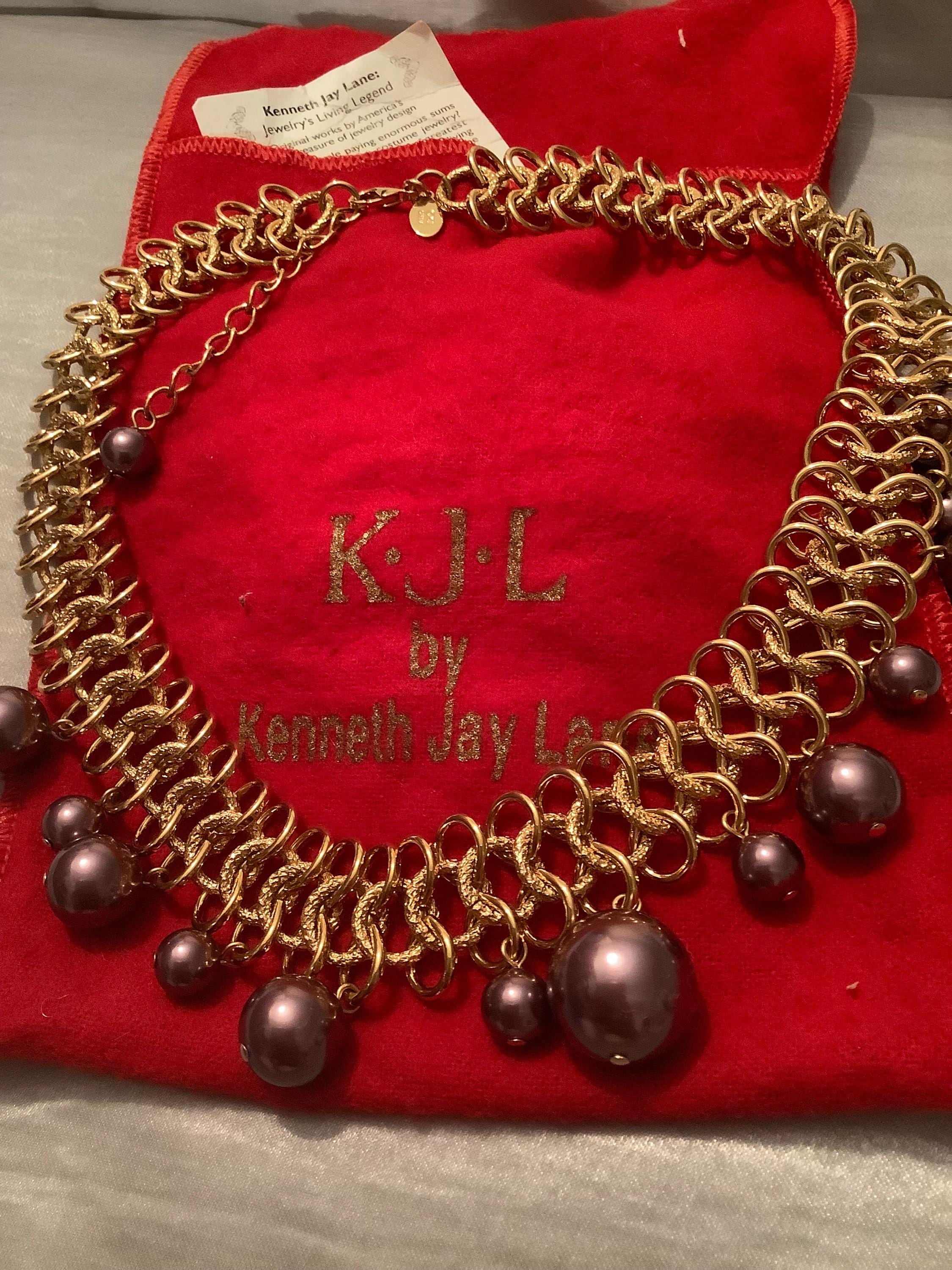 K.J.L. ラベンダーパールドロップ付きゴールドチョーカー - Etsy 日本