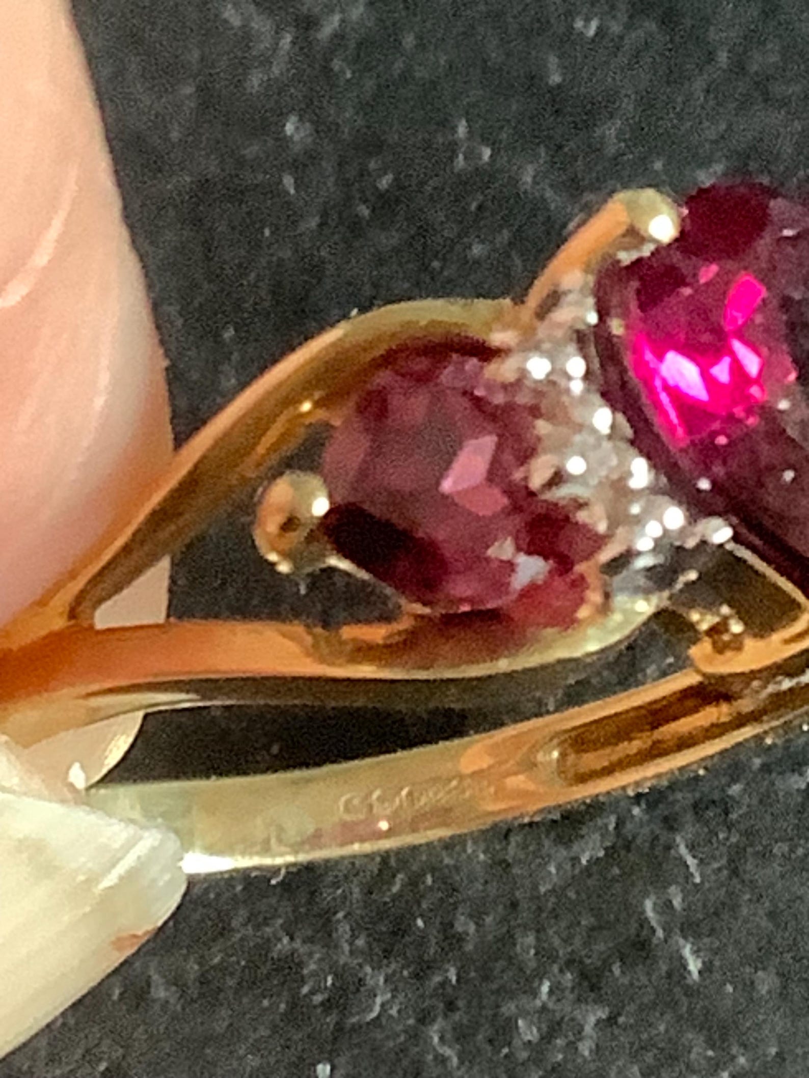 9ct Gold Rhodonite Garnet and Diamond Ring - Etsy