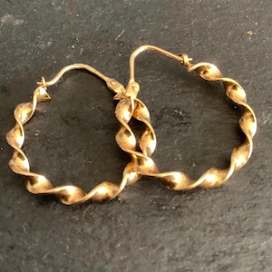 9ct gold twist hoop earrings