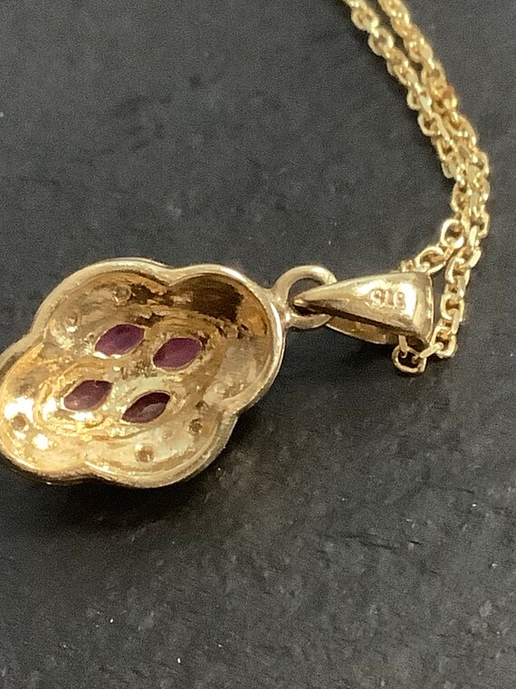 9ct gold ruby and diamond pendant - image 5
