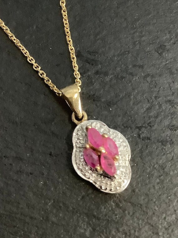 9ct gold ruby and diamond pendant - image 1