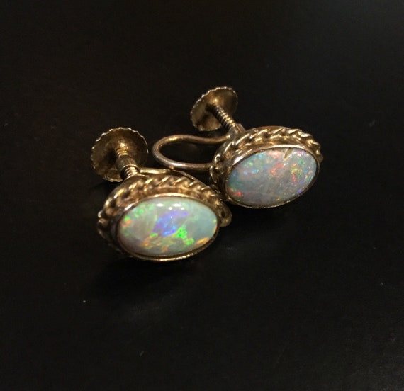 Gold opal earrings for non pierced ears
