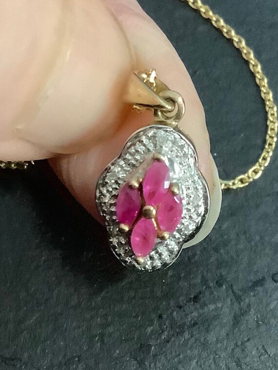 9ct gold ruby and diamond pendant - image 2