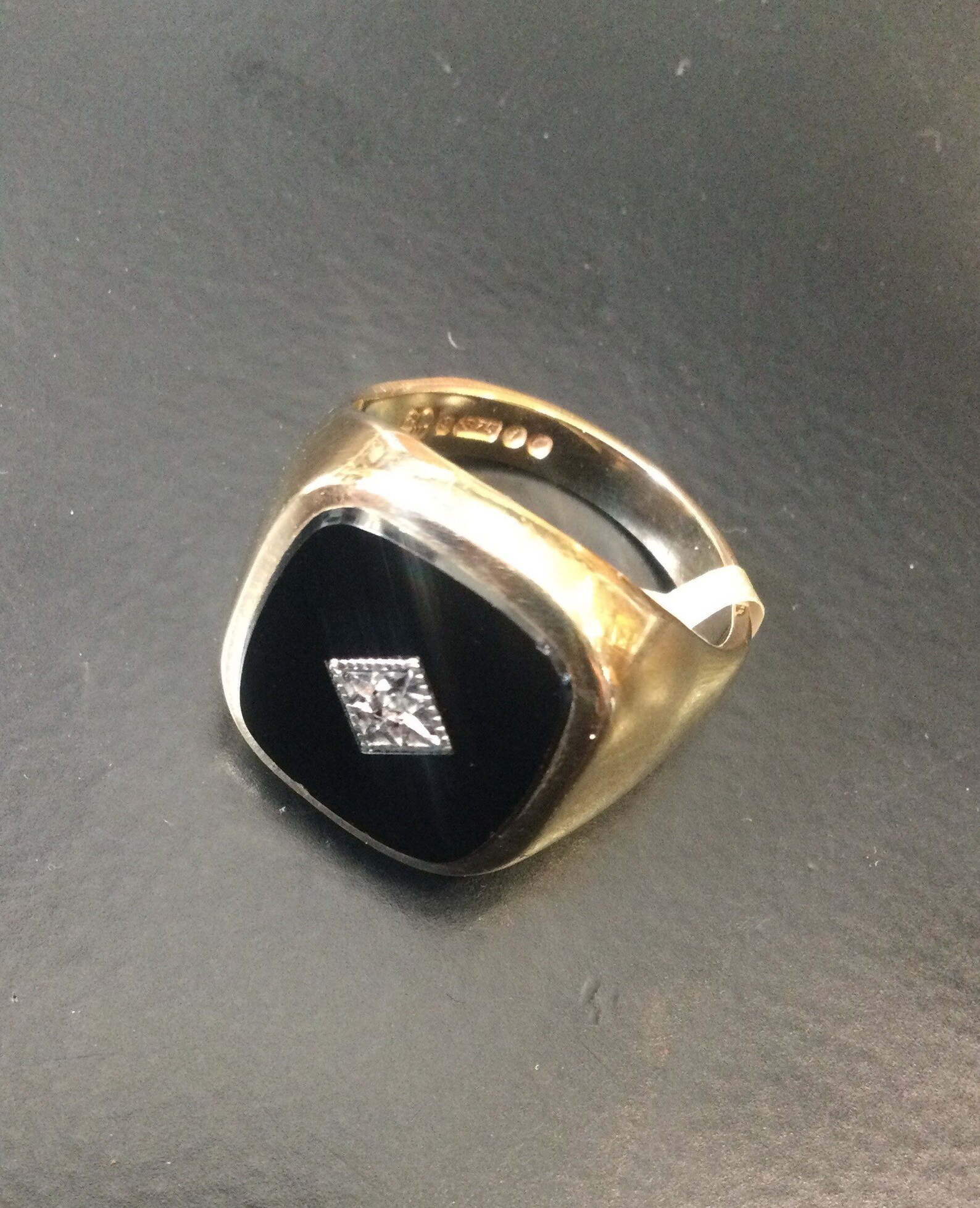 9ct gold onyx and diamond mens ring Etsy