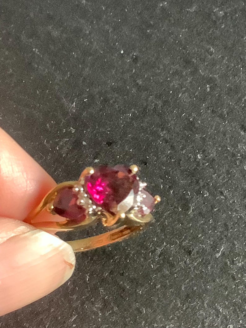 9ct Gold Rhodonite Garnet and Diamond Ring - Etsy