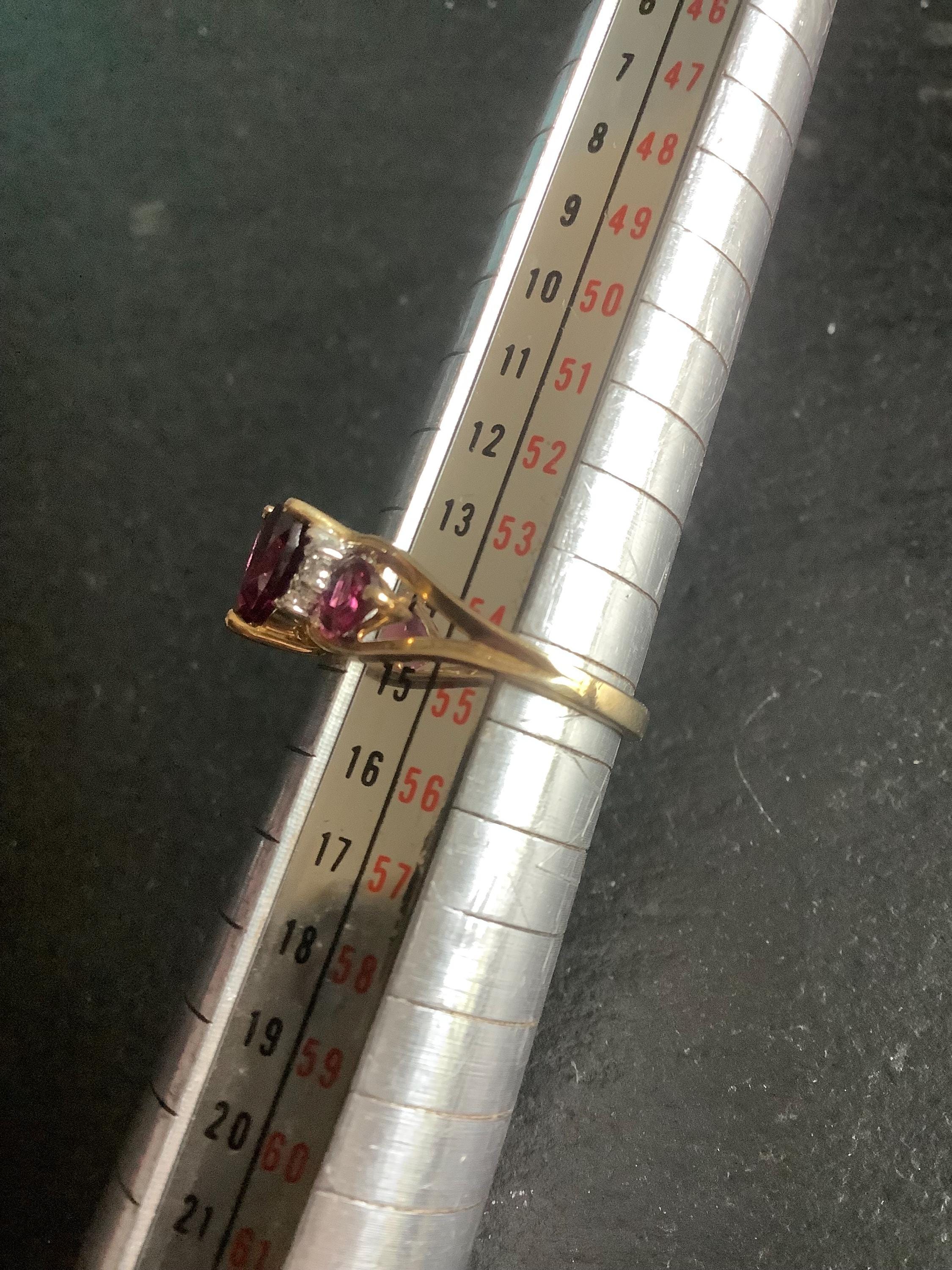 9ct Gold Rhodonite Garnet and Diamond Ring - Etsy