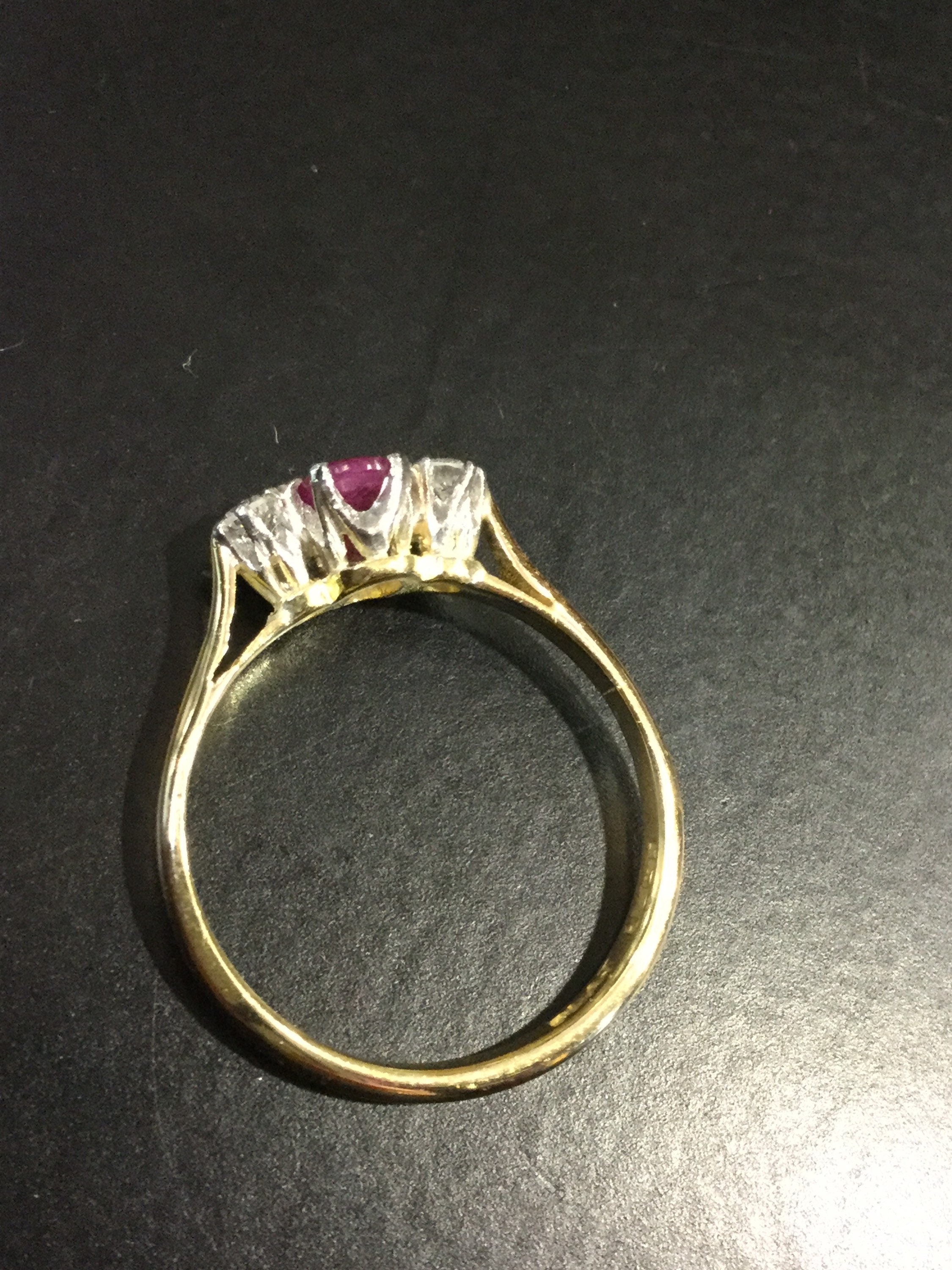 18ct Gold Ruby and Diamond Three Stone Ring - Etsy UK