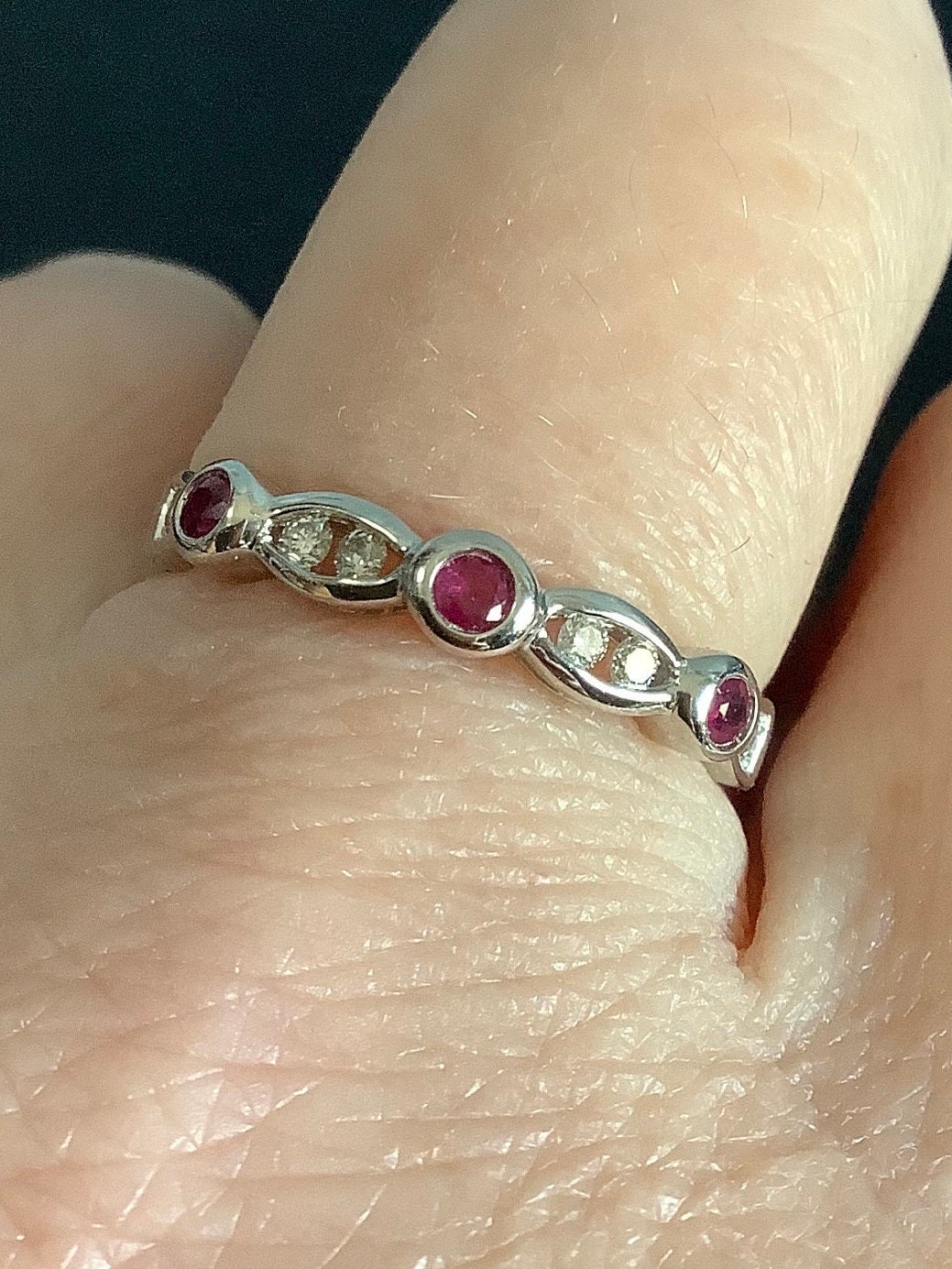 9ct White Gold Diamond and Ruby Eternity Ring - Etsy