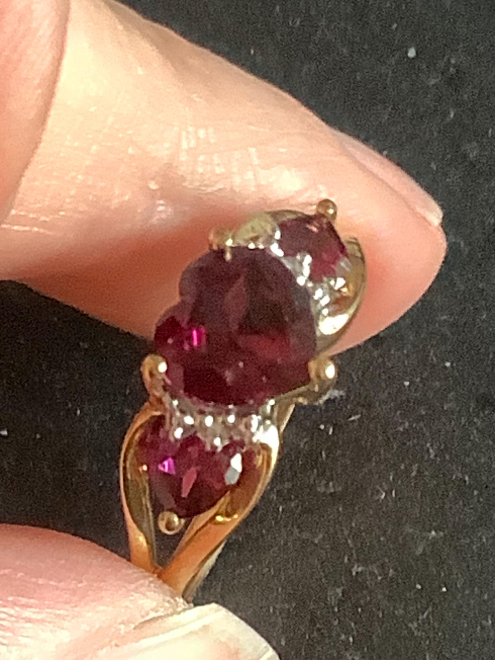 9ct Gold Rhodonite Garnet and Diamond Ring - Etsy