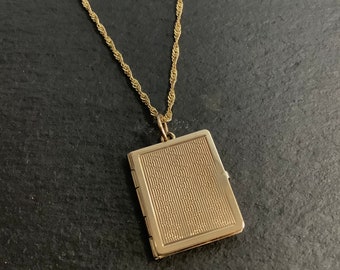 Vintage 9ct gold book locket and chain