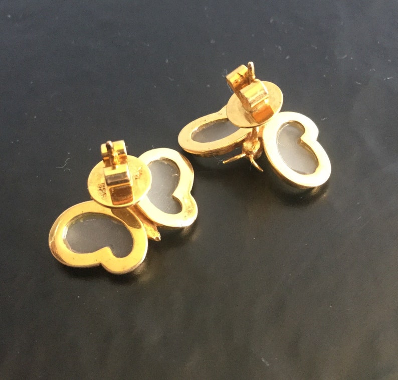 14k gold rock crystal butterfly earrings
