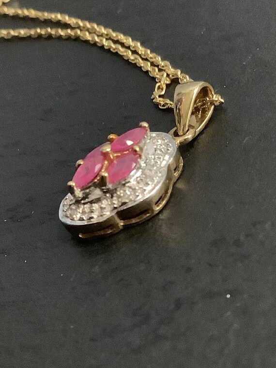 9ct gold ruby and diamond pendant - image 4