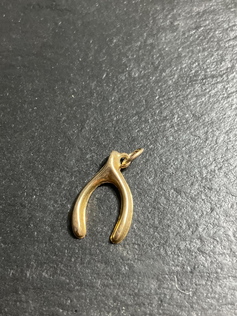 K&ouml;nnte beinhalten: Ein polierter, goldfarbener W&uuml;nschelruten-Anh&auml;nger mit einem glatten, geschwungenen Y-f&ouml;rmigen Design. Der Anh&auml;nger verf&uuml;gt &uuml;ber einen kleinen, runden Verbindungsring an der Oberseite, sodass er leicht an einer Kette oder einem Band befestigt werden kann.