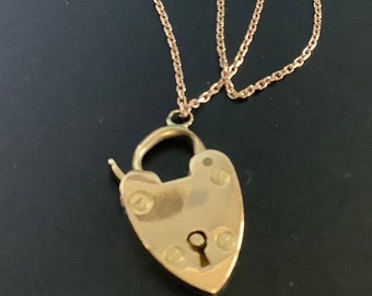 9ct Gold Padlock on Chain - Etsy
