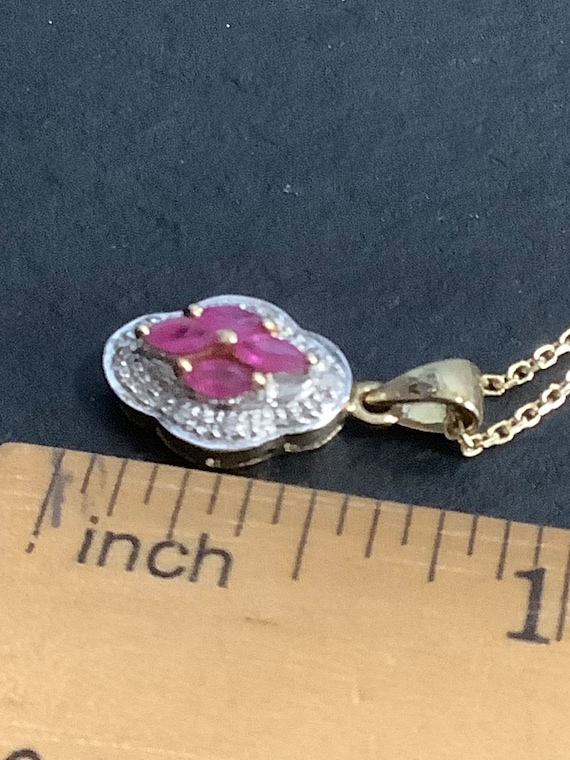 9ct gold ruby and diamond pendant - image 7