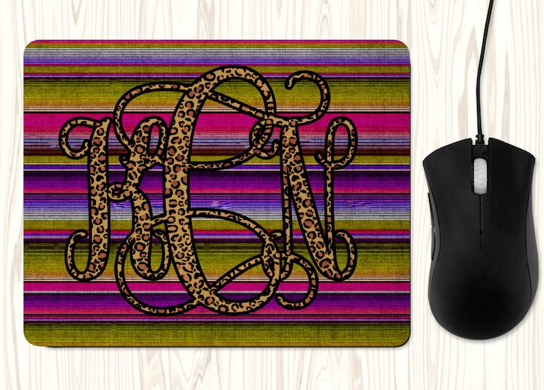 Leopard Monogram Serape Mouse Pad Office Desk Accessories Etsy