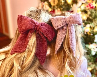 PATTERN: Simple Retro Nostalgic Ribbon Bow Hair Accessory Knitting Pattern Knit