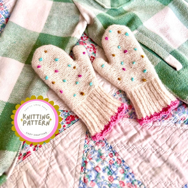 PATTERN: Super simple adult mitten knitting pattern, video tutorial, fast knit, quick project, gift, Christmas gift, thick warm wool