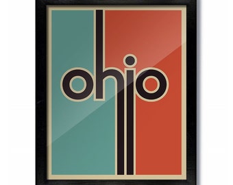 Ohio Retro Vintage Poster Print